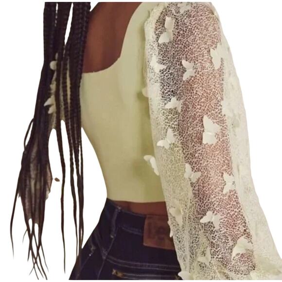 Free People Tops - Free People Intimately NWT Flutter By Butterfly Lemon Bandage Knit Cute Crop Top
